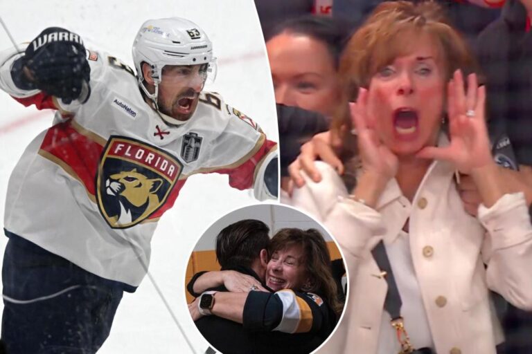 Marchand's mom celebrates while panthers star claps back