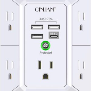 QINLIANF 5-Outlet Surge Protector with 4 USB Ports