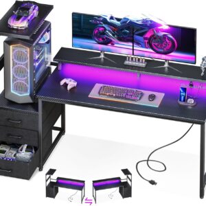 AODK 59 Gaming Desk with USB Ports & LED Lights