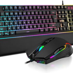 RedThunder K10 Gaming Combo: RGB Mechanical Keyboard, 7200 DPI Mouse & Wrist Rest