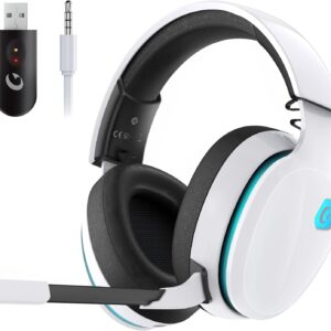 Wireless Gaming Headset Pro 2.4GHz for PS5, PC, Switch - 40+Hr Battery, Noise-Canceling Mic, Bluetooth 5.3