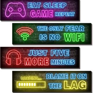 Neon Gamer Wall Art Set