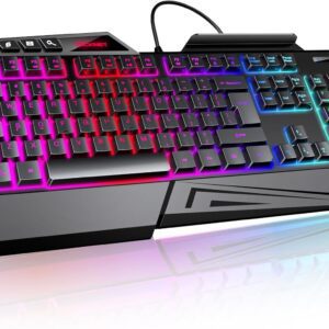 TECKNET RGB Gaming Keyboard with Wrist Rest & Phone Holder