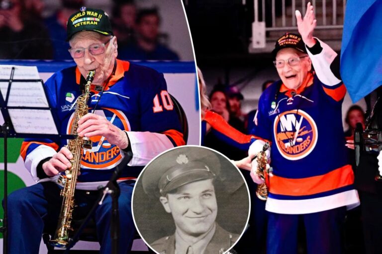 104-Year-Old WWII Veteran Enchants Rangers-Islanders Fans with Saxophone Anthem