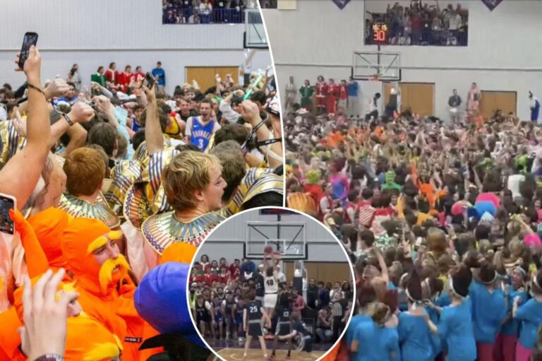Taylor University Fans Celebrate Christmas Spirit with Epic Basketball Court Takeover