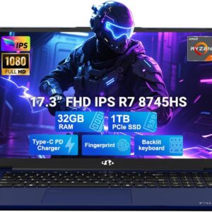 NIMO 17.3" Gaming Laptop - Ryzen 7 8745HS, 32GB RAM, 1TB SSD, Radeon 780M, Backlit Keyboard