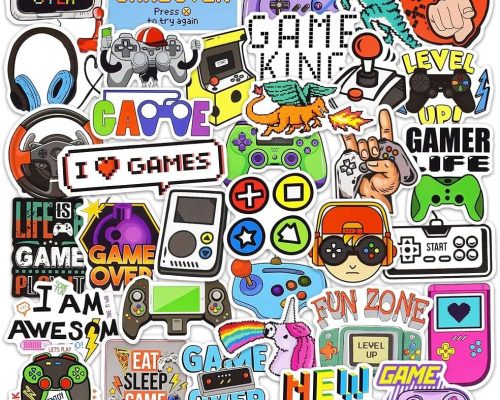 Gamer Sticker Pack for Kids - 50 Waterproof Vinyl Designs