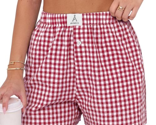 Gingham lounge shorts for women