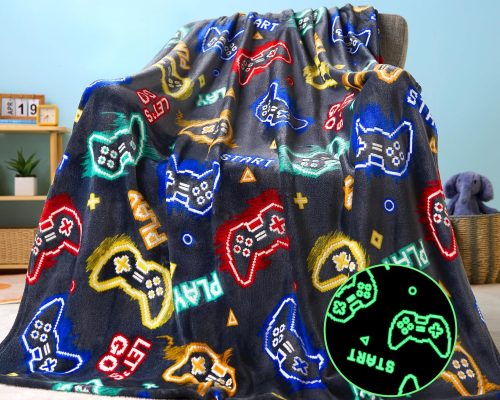 Glow-in-the-Dark Gaming Blanket for Kids