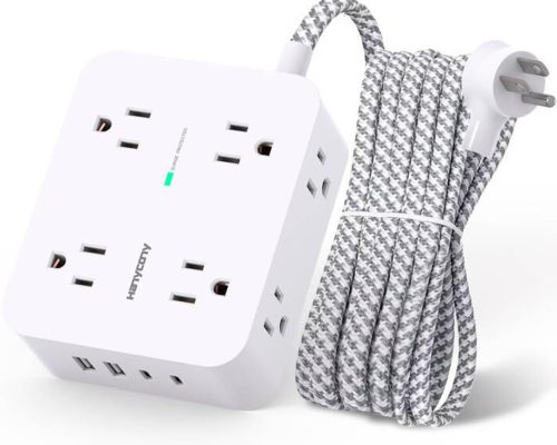 HANYCONY 8-Outlet USB Power Strip with Wall-Mount and 5ft Cord
