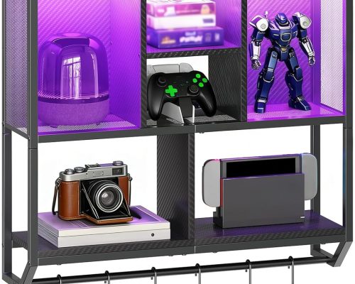 HOOBRO LED Gaming Shelf with Hooks