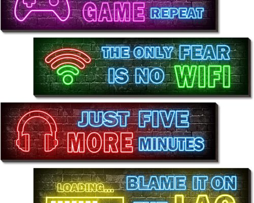Neon Gamer Wall Art Set