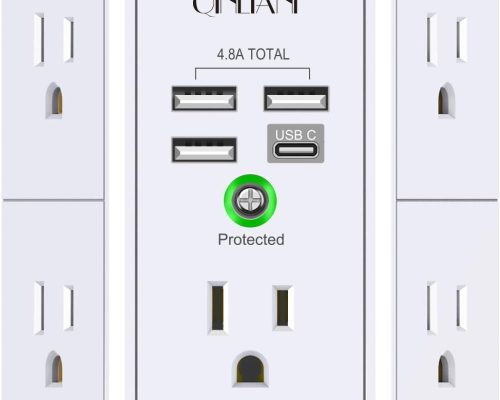 QINLIANF 5-Outlet Surge Protector with 4 USB Ports