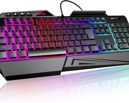 TECKNET RGB Gaming Keyboard with Wrist Rest & Phone Holder