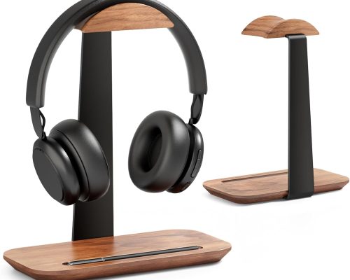 Walnut Headphone Stand with Storage