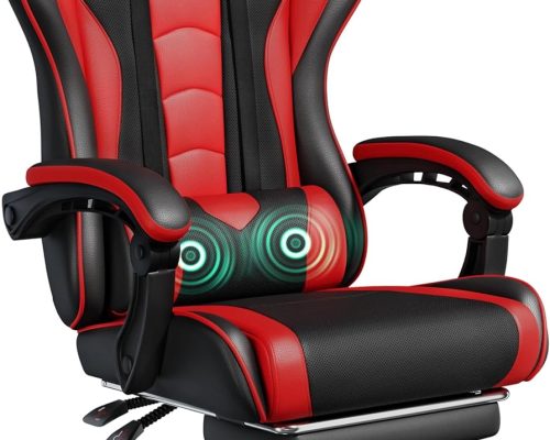 Yaheetech Ergonomic Gaming Chair with Massage Support and Footrest
